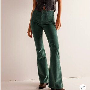 We The Free Jayde Cord Flare Jeans Huntress Green Sz 31